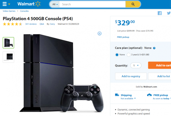 price on ps4 at walmart