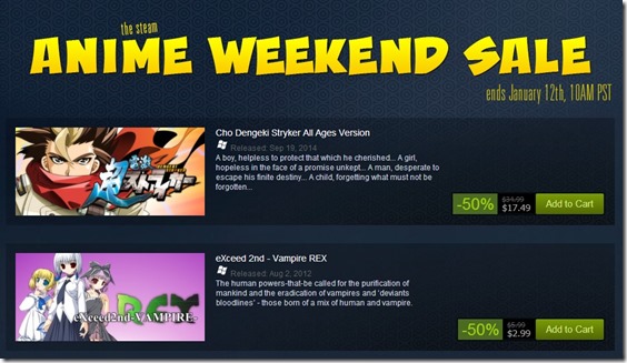 Anime Weekend Sale do Steam – De 31/03 a 04/04 – Aproveitem