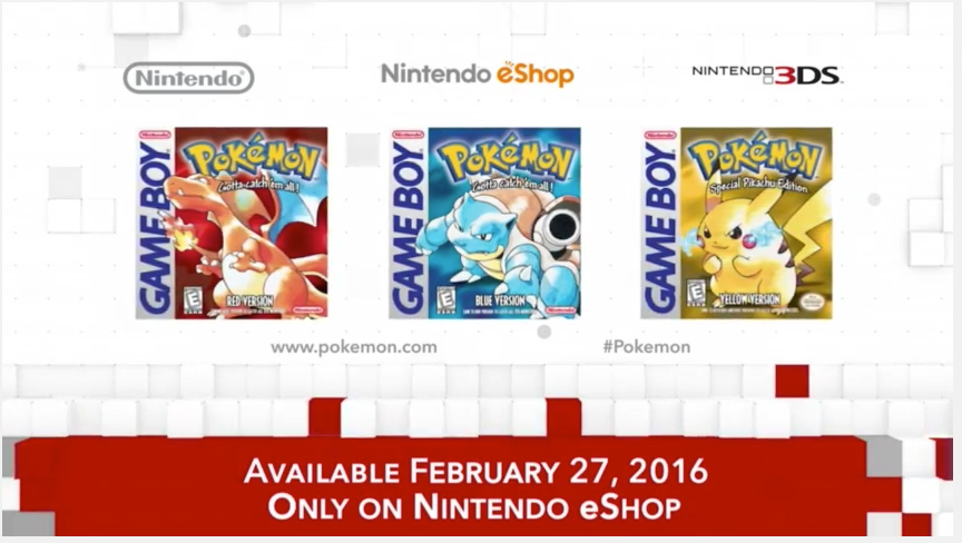 Pokemon Red, Blue, Yellow, & Green Download Cards for 3DS, with