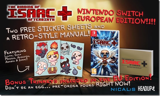 The Binding of Isaac: Afterbirth+ sets sail for European Switches in  September