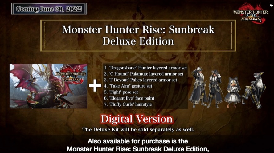 Monster Hunter Rise Sunbreak Edition Deluxe - Detailed Siliconera