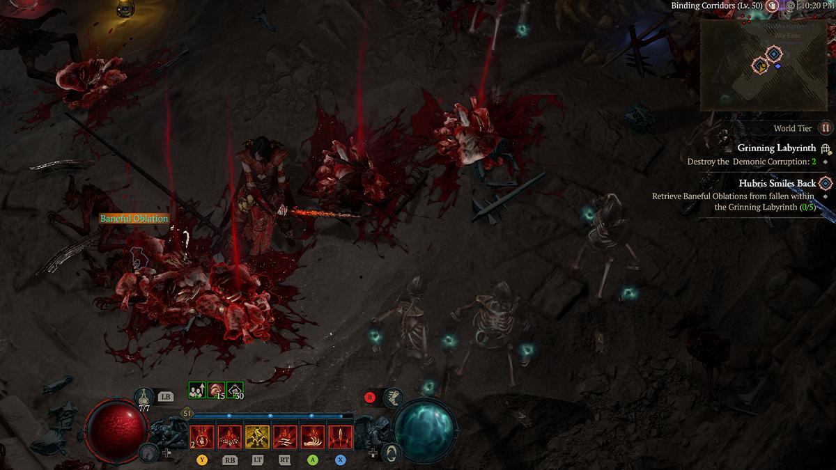 A screenshot of Baneful Oblation in Diablo 4.