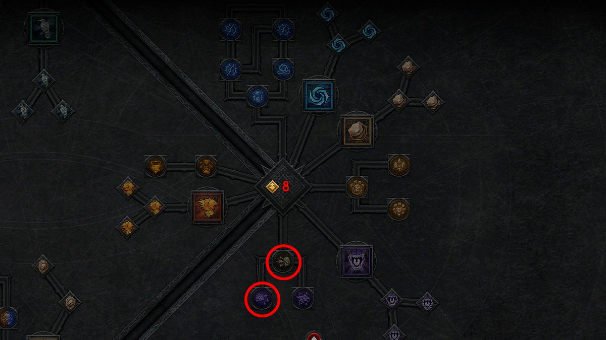 A screenshot of the tier 5 Druid skill tree in Diablo 4.