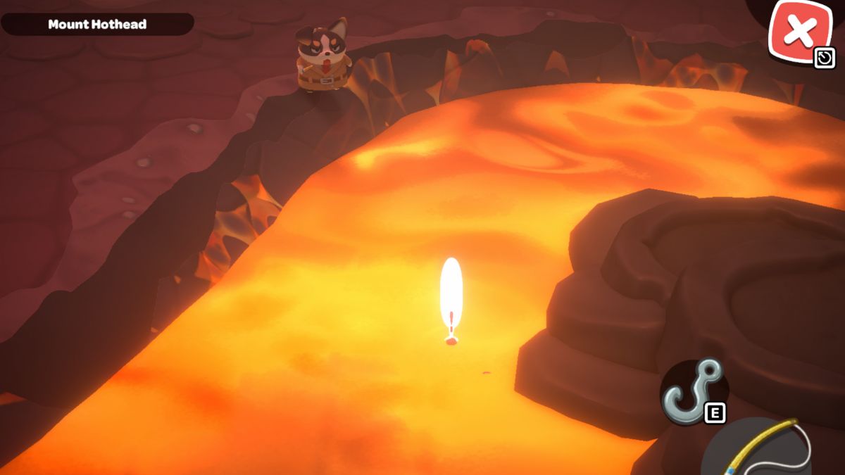 Screenshot of fishing for the Volcanic Guitar.