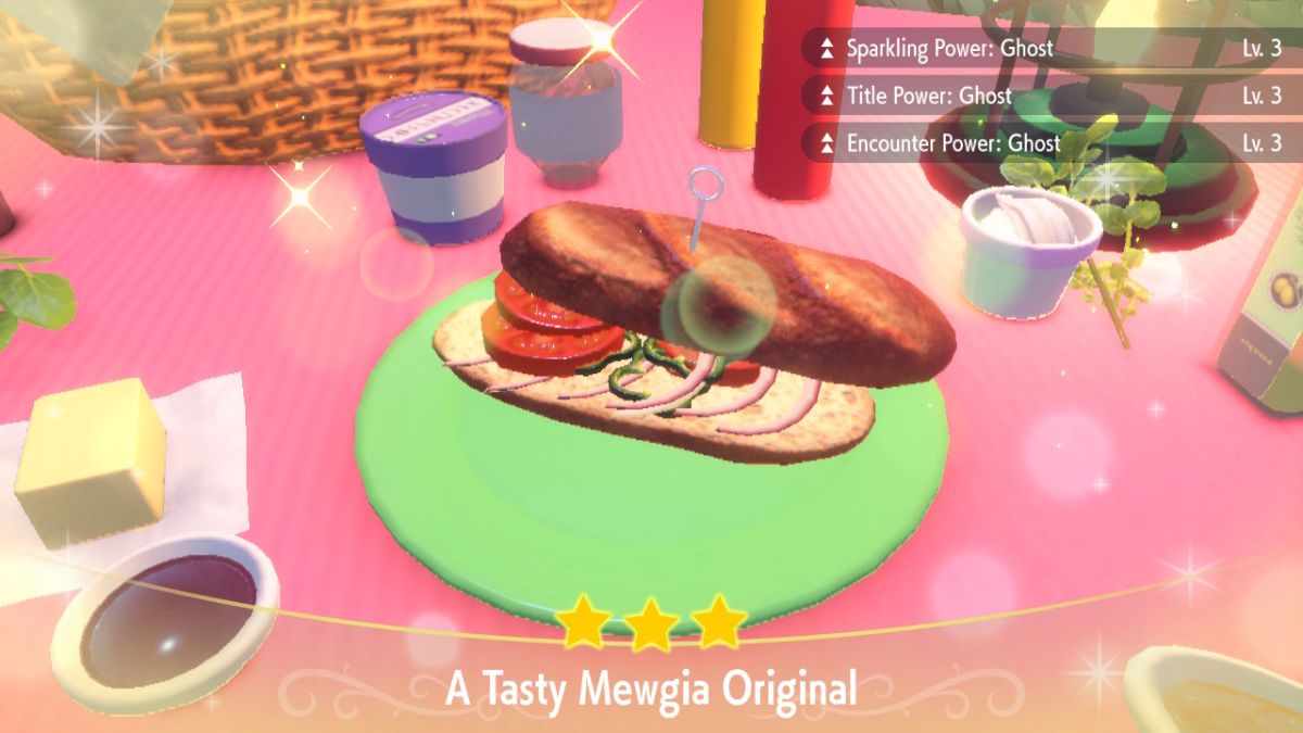 Screenshot of Sparkling Power Level 3 sandwich in Pokemon Scarlet and Violet.