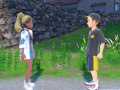 Screenshot of the lovey-dovey couple in Pokemon Scarlet and Violet The Teal Mask DLC.