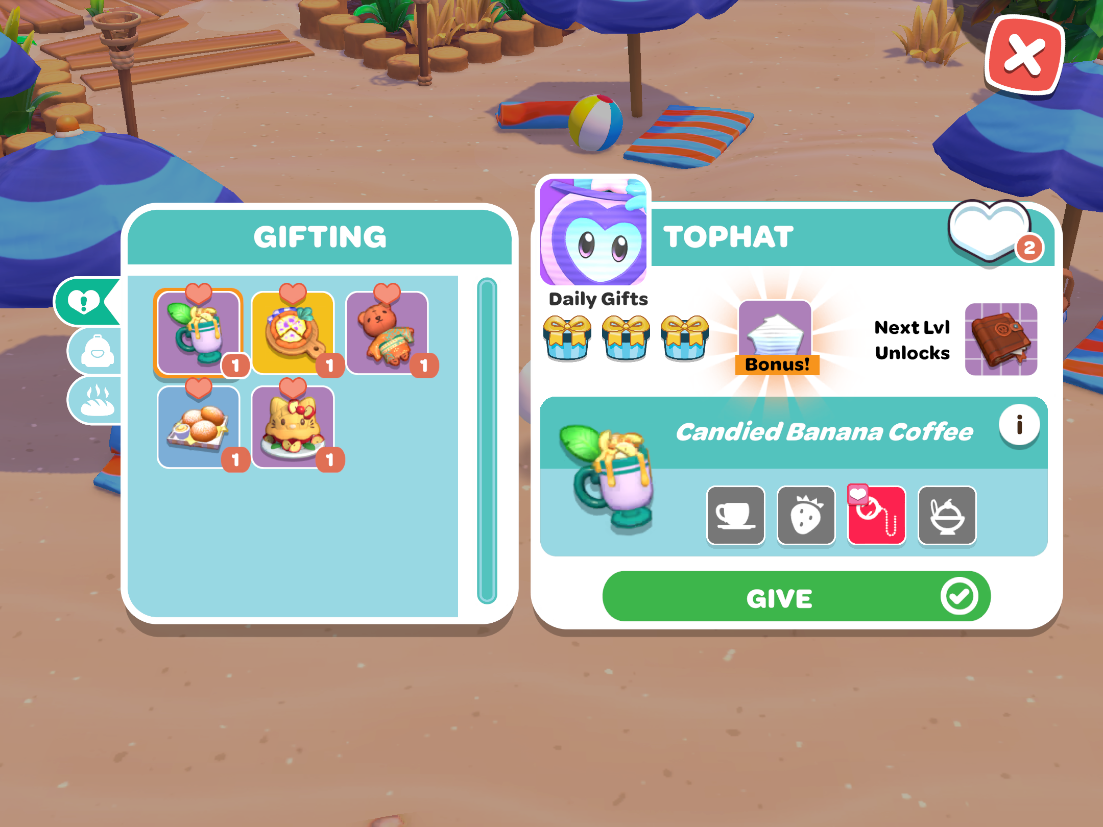 Best Gifts for TOPHAT in Hello Kitty Island Adventure Siliconera