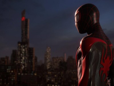 Miles Morales stands in front of Avengers Tower in Marvel's Spider-Man 2