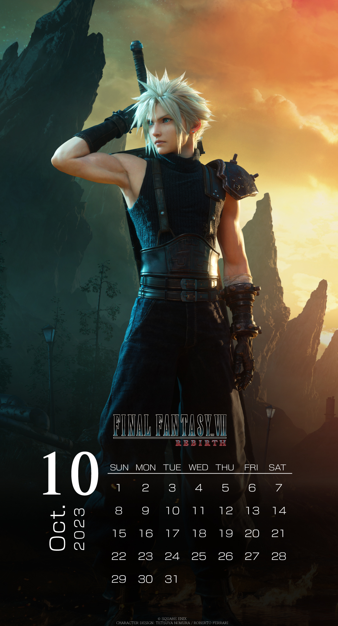 Final Fantasy VII October 2023 Calendar Features FFVII Rebirth 