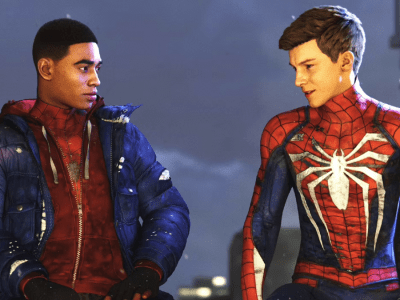 Screenshot of Miles and Peter in Marvel's Spider-Man 2