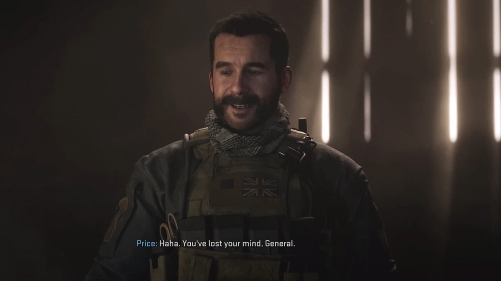 Screenshot of Captain Price in the MW2 campaign