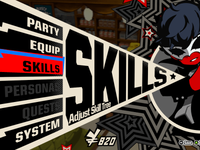 Skills menu in Persona 5 Tactica