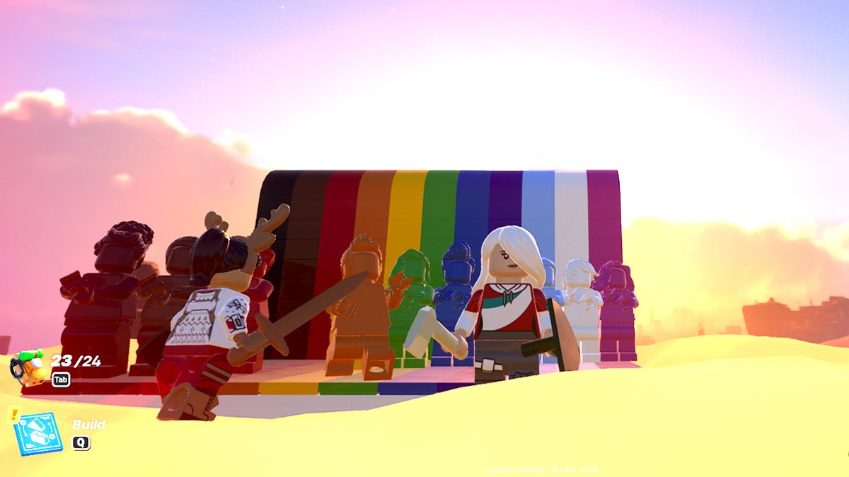 Capture d'écran de la danse arc-en-ciel LEGO Fortnite