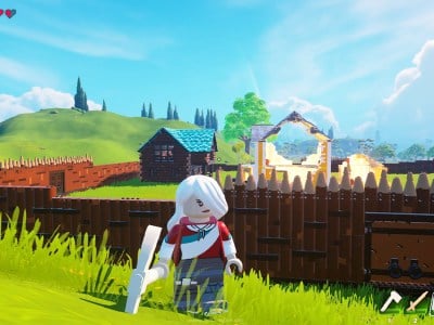 Screenshot of village progress in LEGO Fortnite