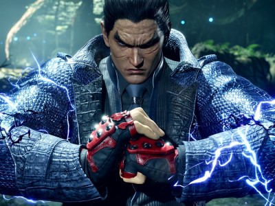 Tekken 8 - Kazuya holds one fist in his other hand, lightning crackling down his arm