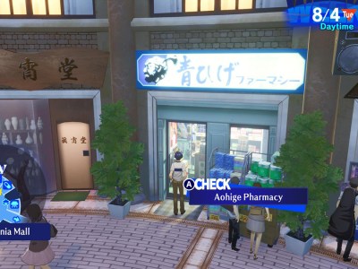 Screenshot of the Aohige Pharmacy in Persona 3 Reload