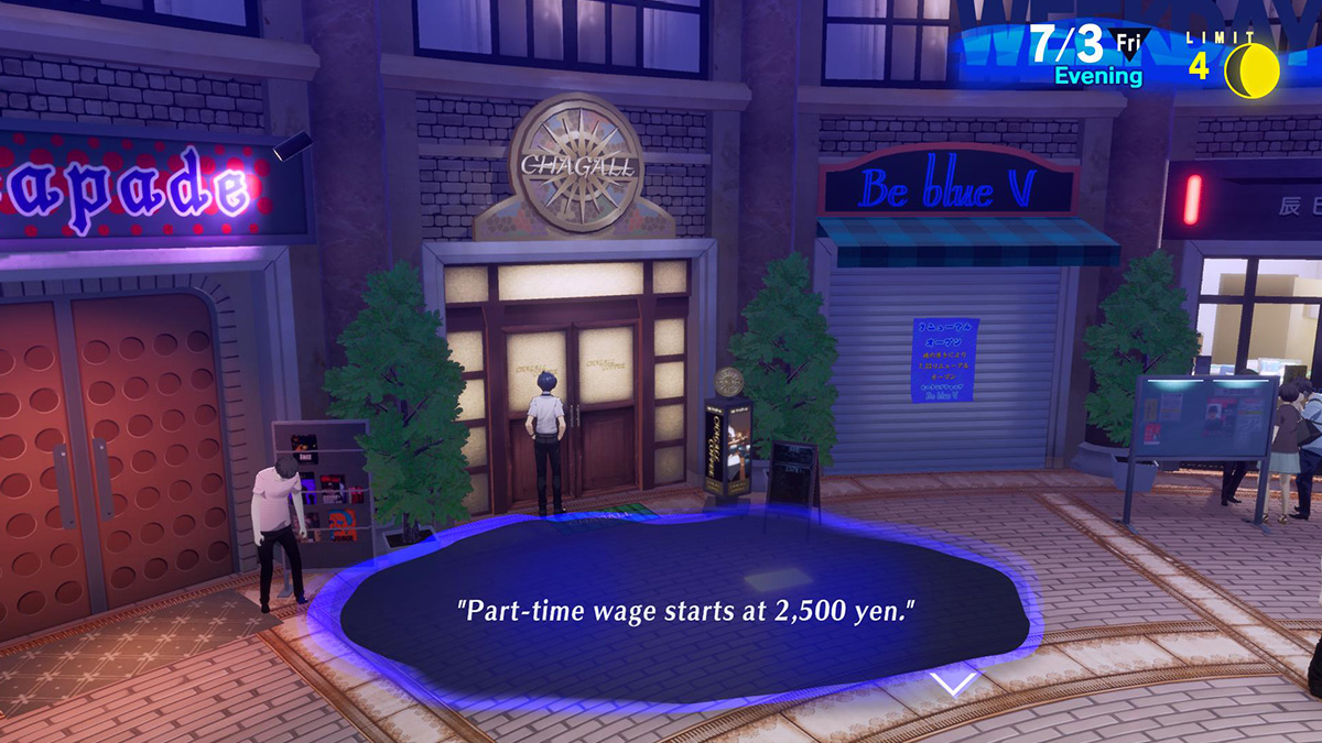 Screenshot of Chagall Cafe job In Persona 3 Reload