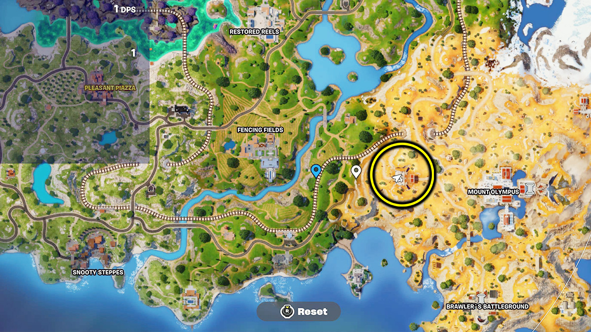 Capture d'écran de la carte de localisation de Fortnite Pantheon Path