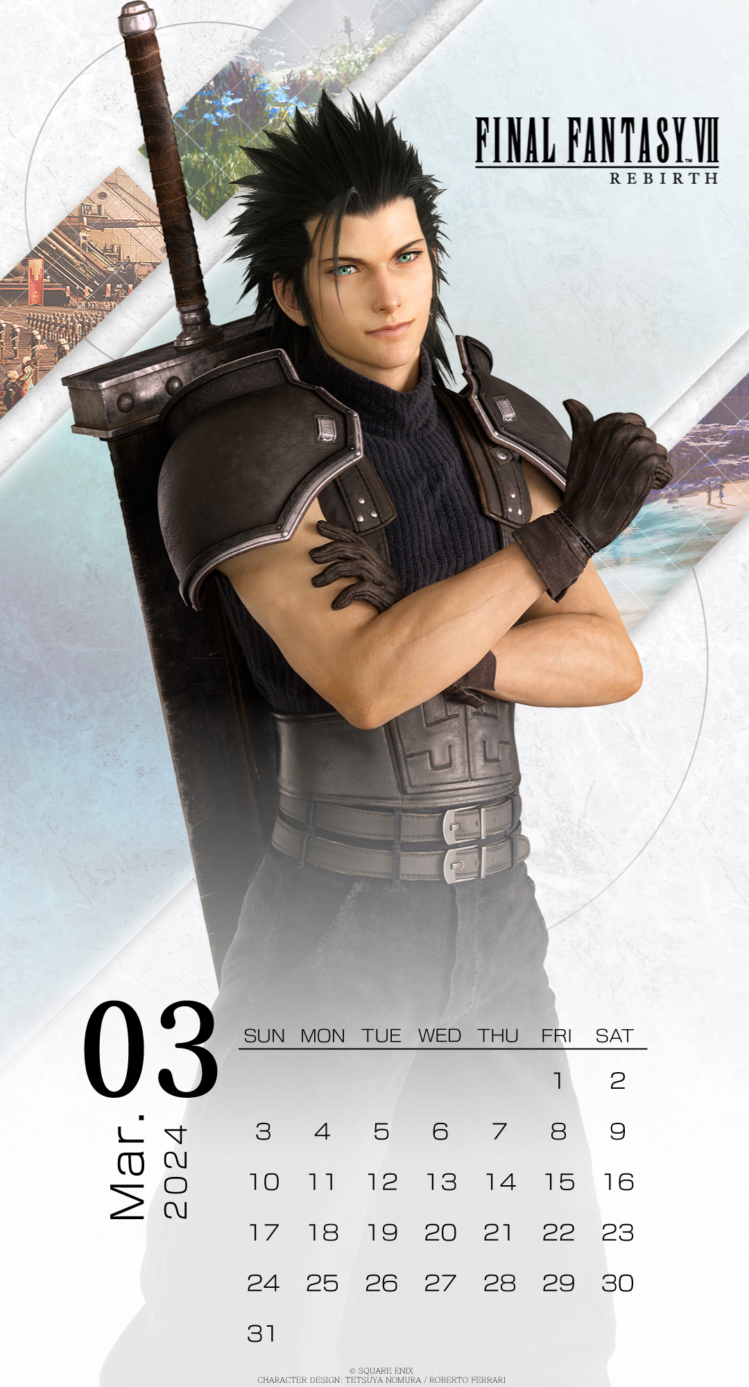 Final Fantasy VII March 2024 Calendar Shows Zack From FFVII Rebirth