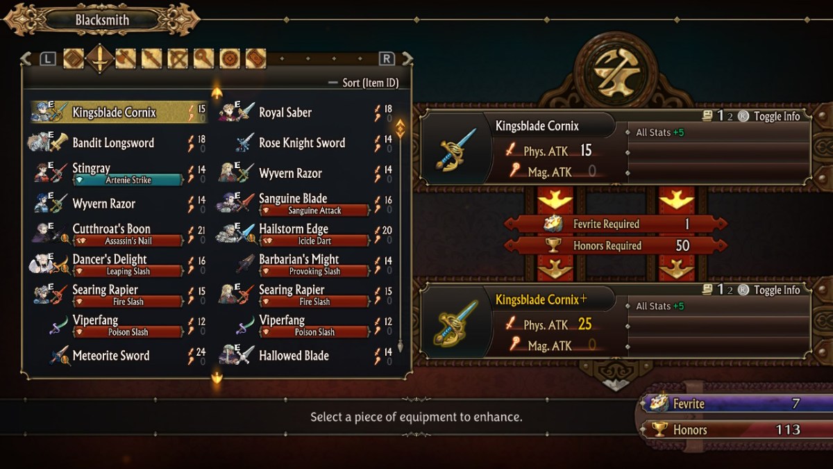 How to Enhance Unicorn Overlord Equipment at the Blacksmith 