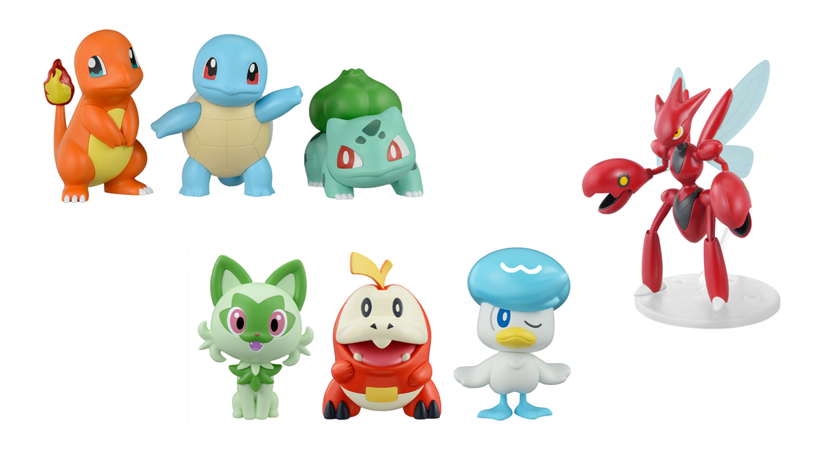New Pokemon Model Kits Focus on Gen 1 and 9 Starters and Scizor