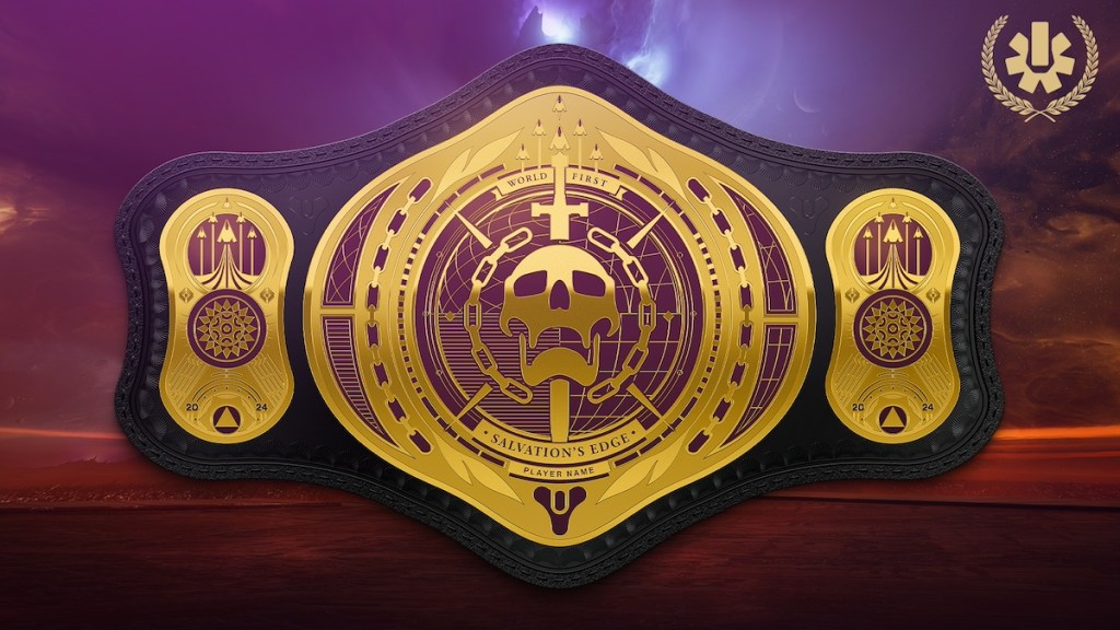 Image of the World First Champion Belt for the Salvation's Edge Raid