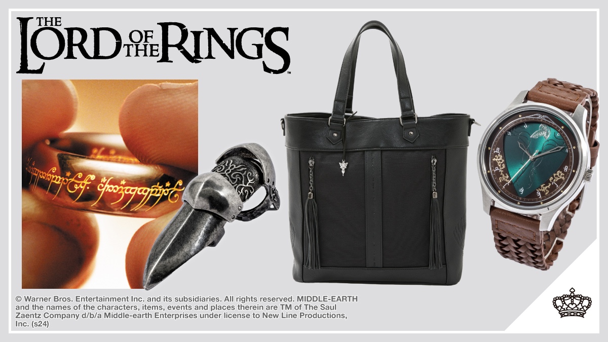 Display of the upcoming LOTR items from SouperGroupies Including Sauron's ring and the Legolas Watch