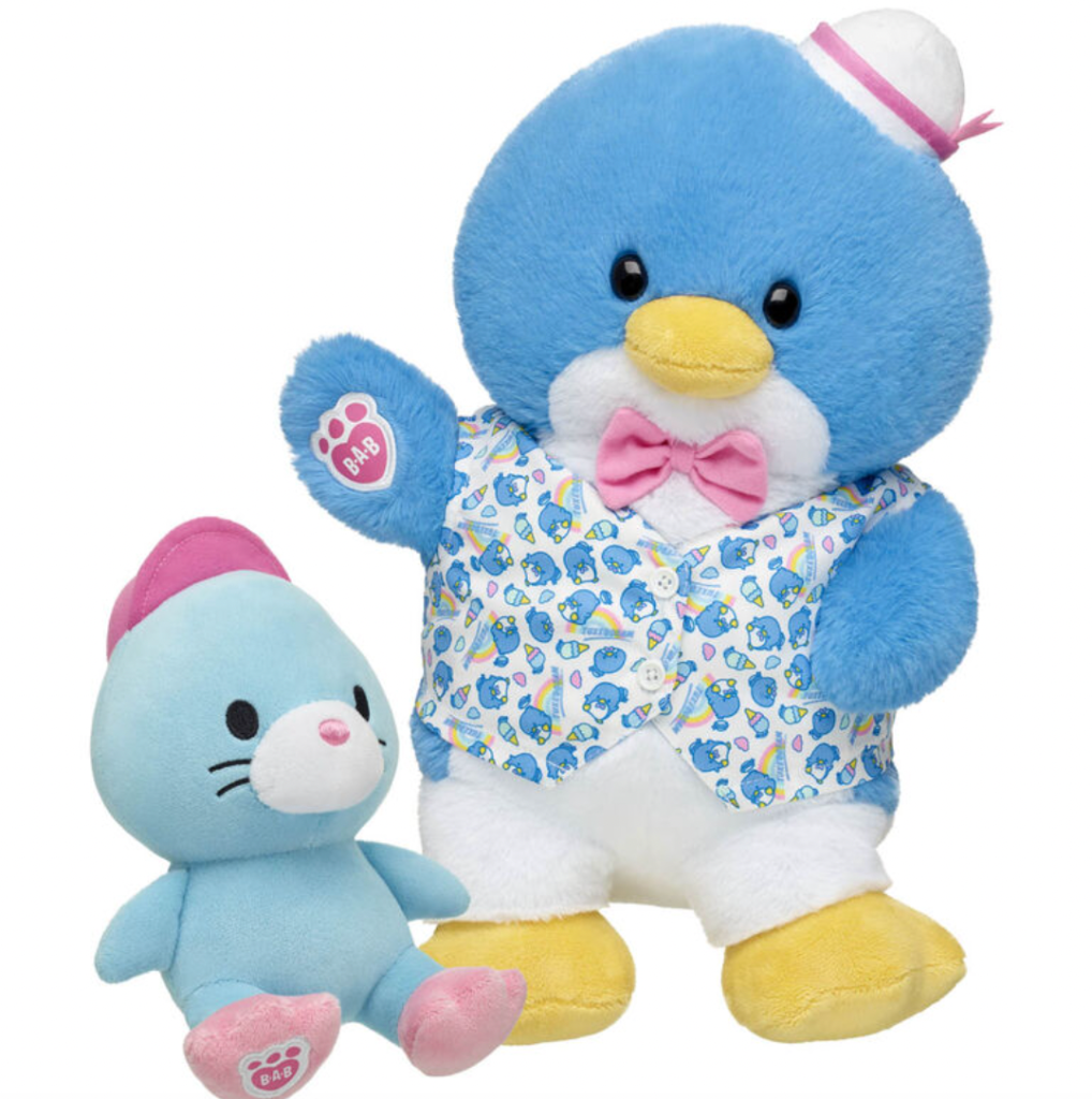 The newest Build-a-Bear Sanrio stuffed animal is a Tuxedosam plush that can be accompanied by his friend Chip.