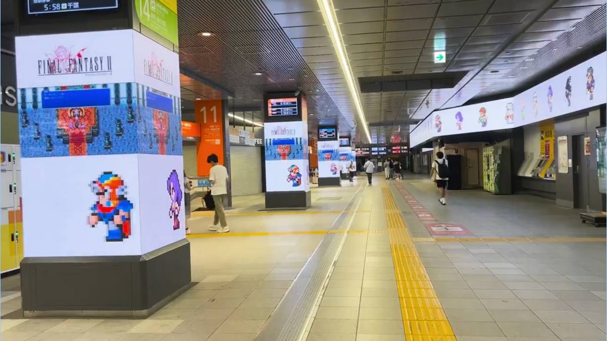 Final Fantasy Pixel Remaster videos at JR-East Shinjuku Station