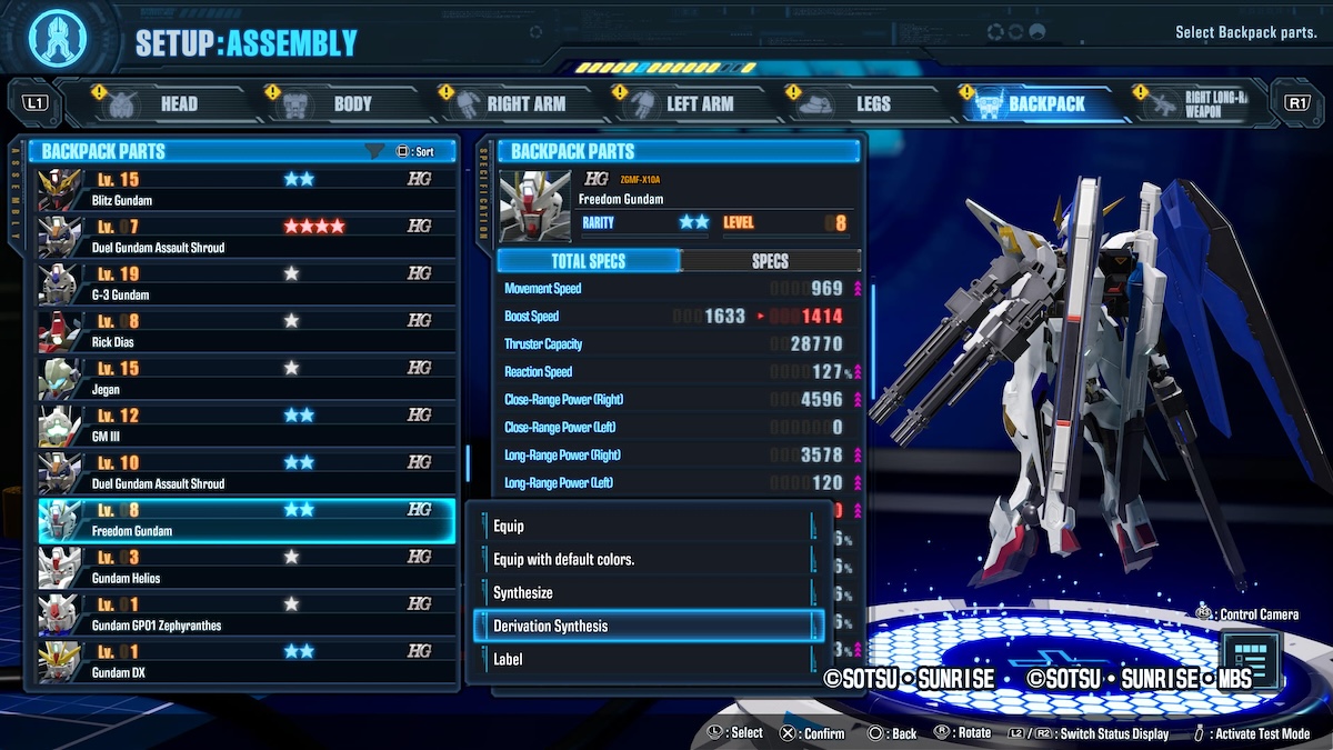 Accessing Derivation Synthesis in Gundam Breaker 4