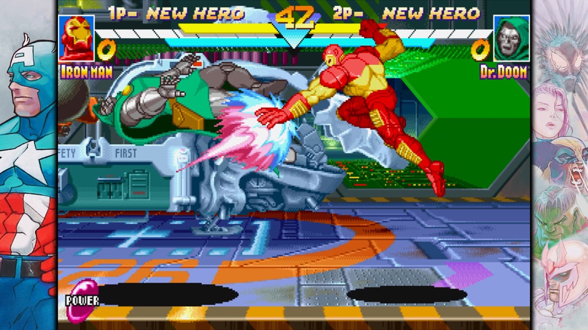 MARVEL vs CAPCOM Fighting Collection - Iron Man blasts Dr Doom out of the air