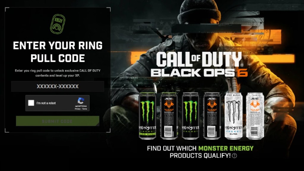 The promo page for Black Ops 6 x Monster Energy