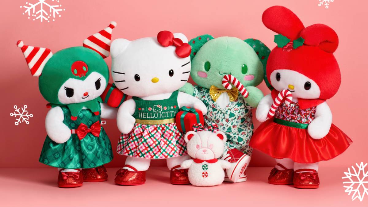 Продам плюшевую праздничную «Hello Kitty», «Cinnamoroll», «Kuromi» и «My Melody» из серии «Build-a-Bear»