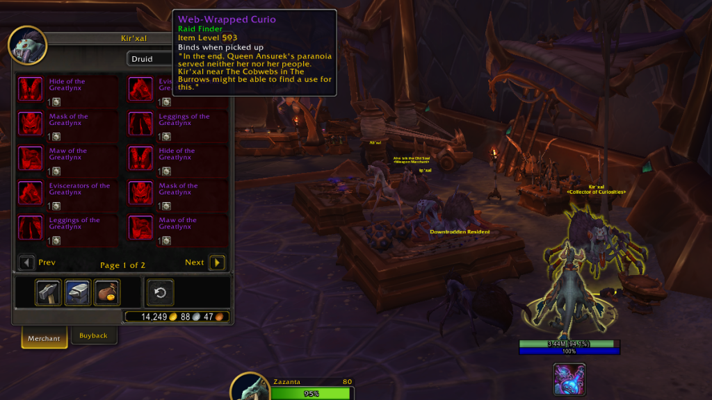 WoW World of Warcraft Web-Wrapped Curio Vendor