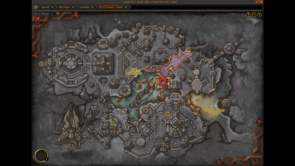 WoW World of Warcraft Web-Wrapped Curio vendor map