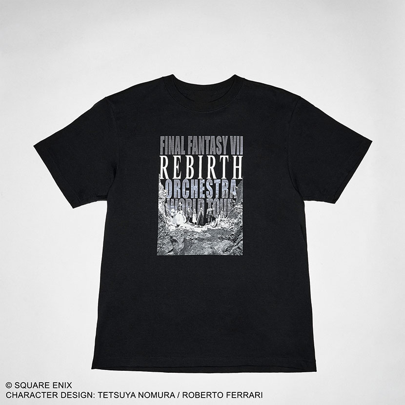 La camiseta de Final Fantasy VII Rebirth Orchestra World Tour presenta a toda la fiesta