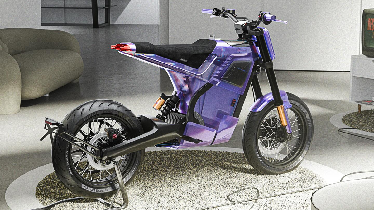 Nueva motocicleta basada en el color morado claro de Game Boy