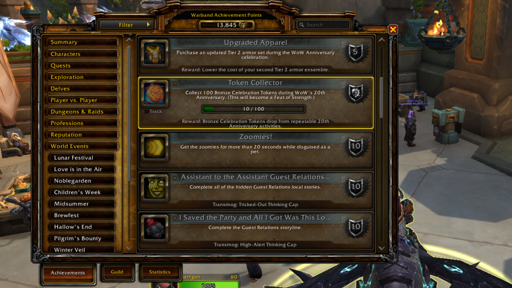 WoW World of Warcraft 20th anniversary Token Collector Achievement