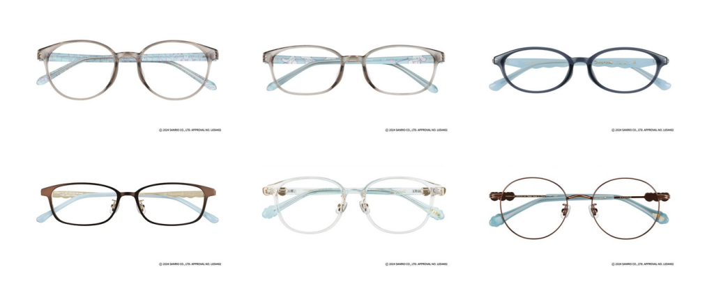 Представлены все очки Sanrio Zoff Cinnamoroll, Kuromi и My Melody Glasses