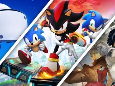 PSVR2, Sonic X Shadow Generations, and Metaphor: ReFantazio separated by diagonal white lines. All are in Amazon's Black Friday 2024 sale