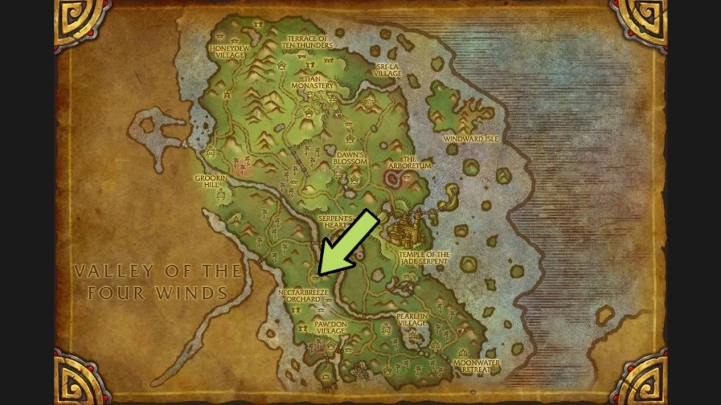 A map showing the location of Gizmo's grave in World of Warcraft