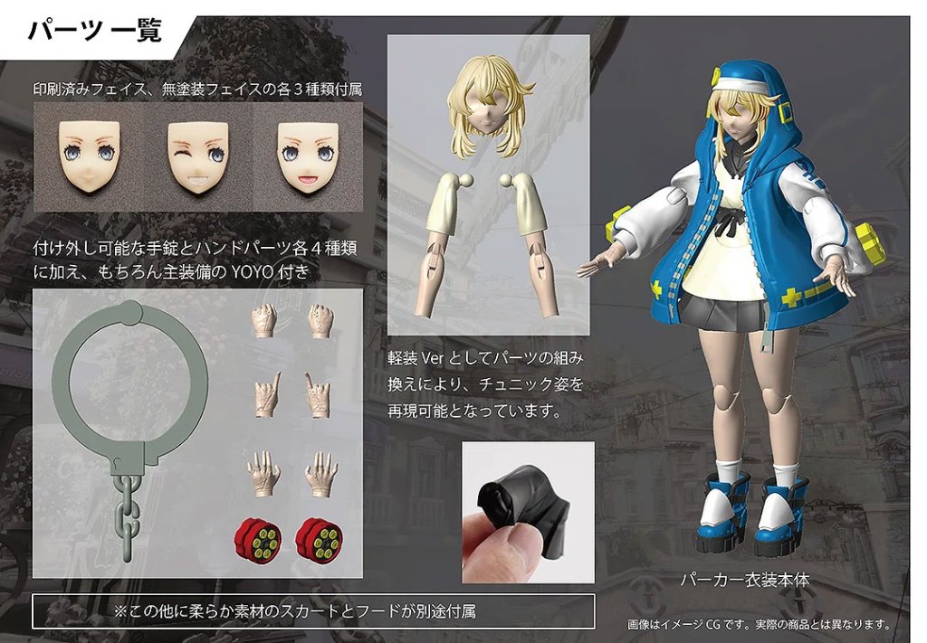 Guilty Gear Strive Bridget model kit - parts list