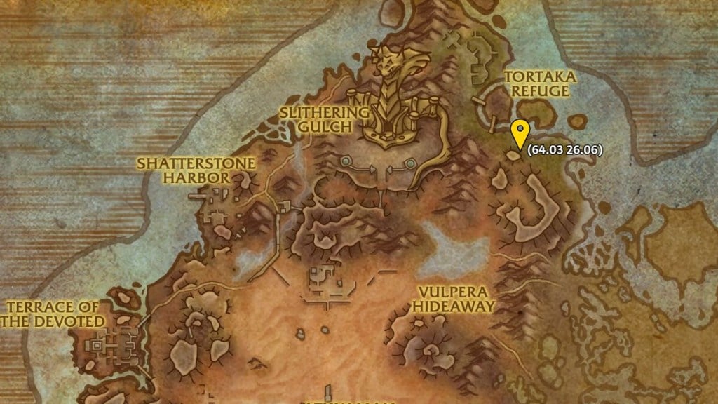 A map of Vol'dun showing the location of Nola's Last Wish