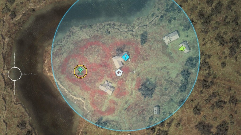 A map of Stalker 2 showing the location of the root cellar containing the icon in The Poppy Field