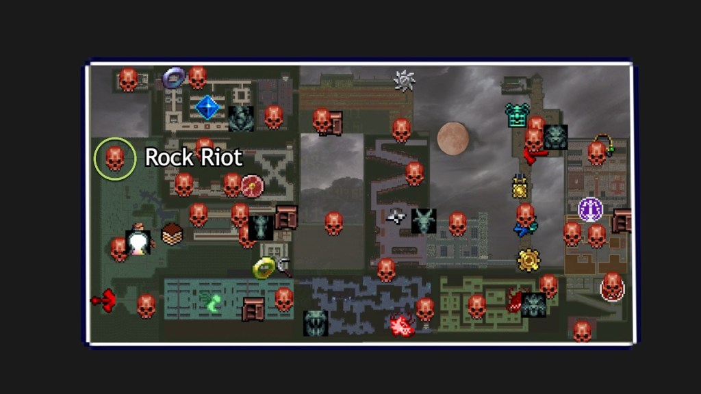 A map of Ode to Castlevania with the location of Rock Riot circled