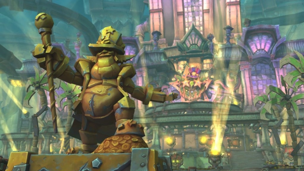 Gallywix statue outside of the Undermine raid in WoW