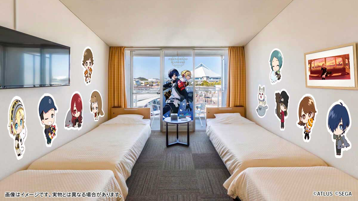 Persona 3 Reload decorated hotel room at Yokohama Hakkeijima Sea Paradise