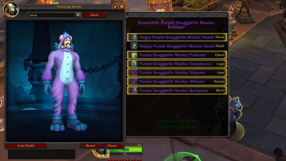 World of Warcraft WoW purple murloc romper