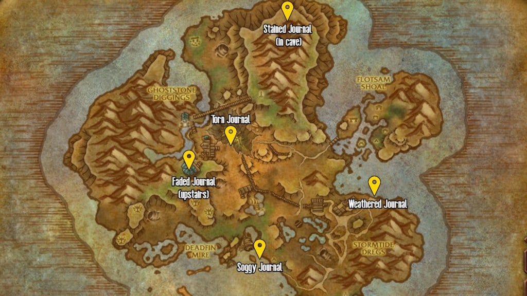 A map showing the location of Journal Pages for Scattered To The Winds in WoW