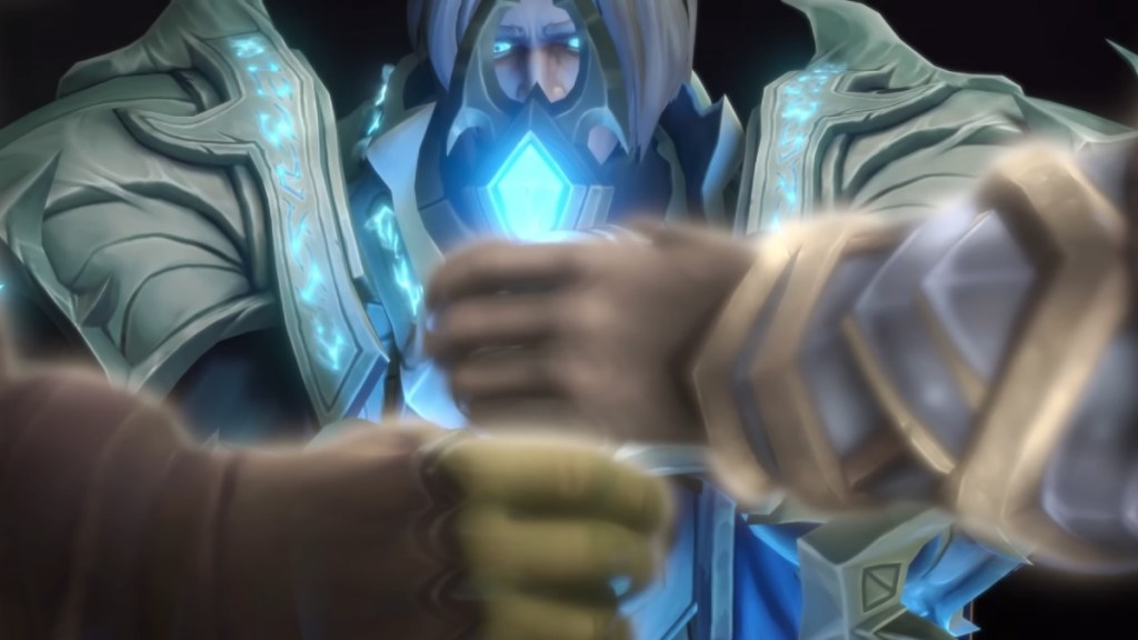 Anduin being freed from the Jailer's domination in World of Warcraft Shadowlands